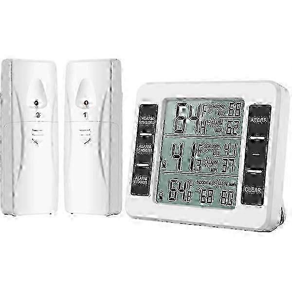 Fridge/freezer thermometer, wireless fridge thermometer with 2 Se
