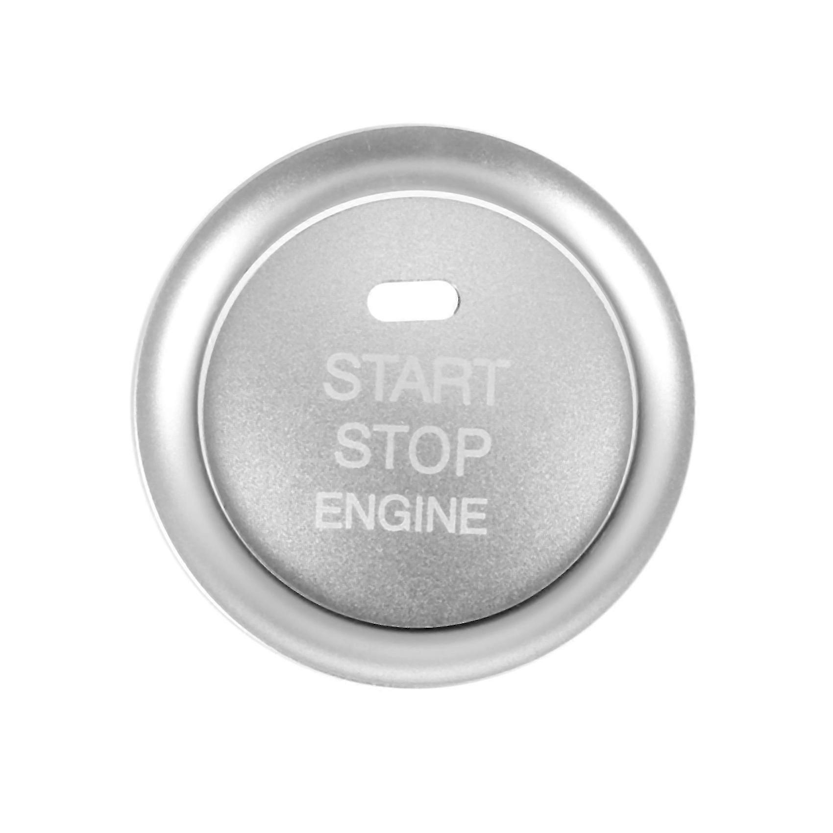 2Pc Set Silver Aluminum Keyless Engine Push Start Button & Surrounding Decoration Ring for 3 6