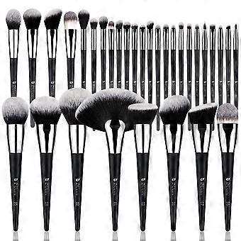 32Pcs PRO Grade Makeup Brushes Set Premium Ultra-soft Synthetic Foundation Contour Powder Blush Concealer Eyeshadow Classic Black Professional Make u