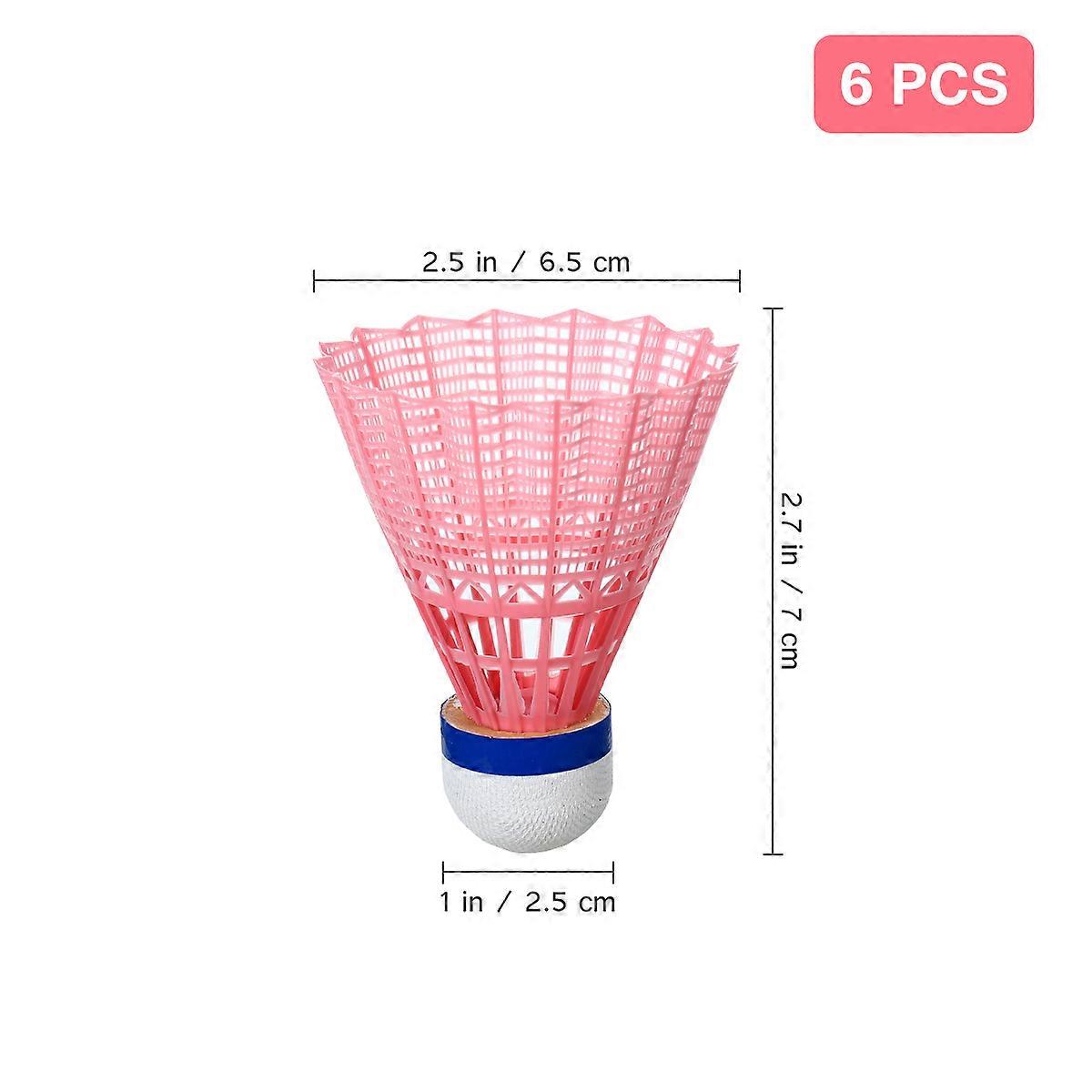 Nylon Plastic Badminton Shuttlecocks for Playing 6Pcs Pink Exercise Set