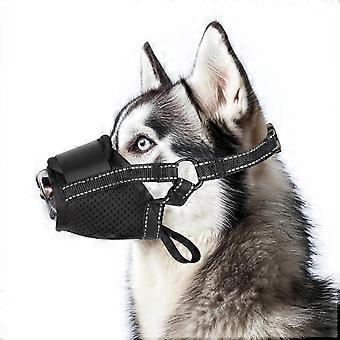 Hundemaulkorb für kleine, mittlere und große Hunde, weicher Maulkorb mit verstellbarem, atmungsaktivem Netzgewebe, Welpenmaulkorb für das Training, Schwarz L