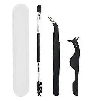 False Eyelash Applicator Tool Set with Tweezer and Eyebrow Brush 3-in-1 Lash Application Kit Professional Tools