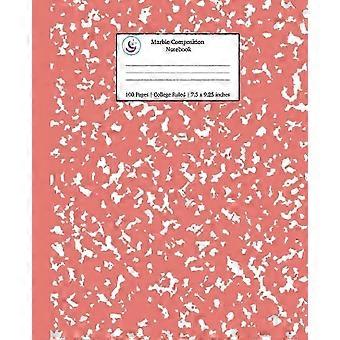 Marble Composition Notebook College Ruled 7.5 x 9.25 in Coral Pink Lined Paper 100 Sheets School Supplies for Students Note Taking Journal Writing