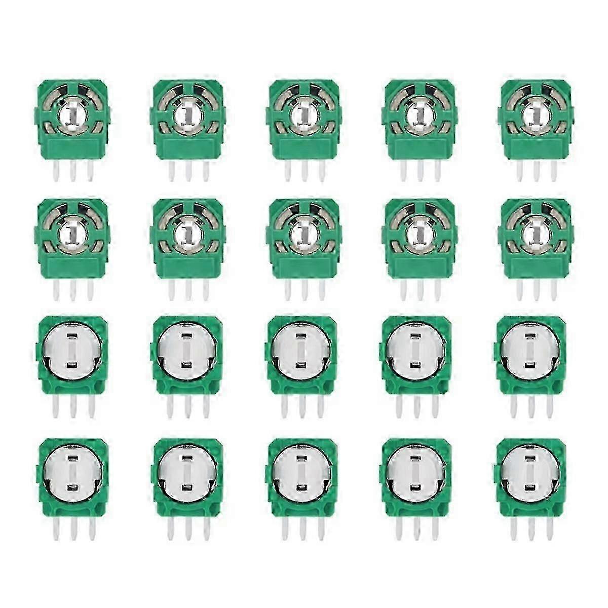20pcs Green Plastic Analog Joystick Potentiometer Module, 2K3 Ohm Trim Pot Resistor Sensor Replacement, Compatible with Joystick Controllers
