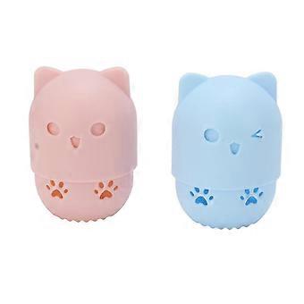 Cute Cat Shape Silicone Makeup Sponge Holder, Washable Reusable Breathable Hollow Design, Travel Storage Case, 2 Pack