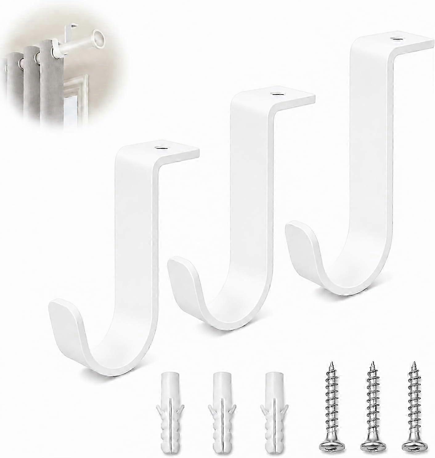 Ceiling Curtain Brackets, 3 Pack White Solid-Base Rod Holders SetThickened white solid-base ceiling brackets, suitable for single curtain rods in bed 