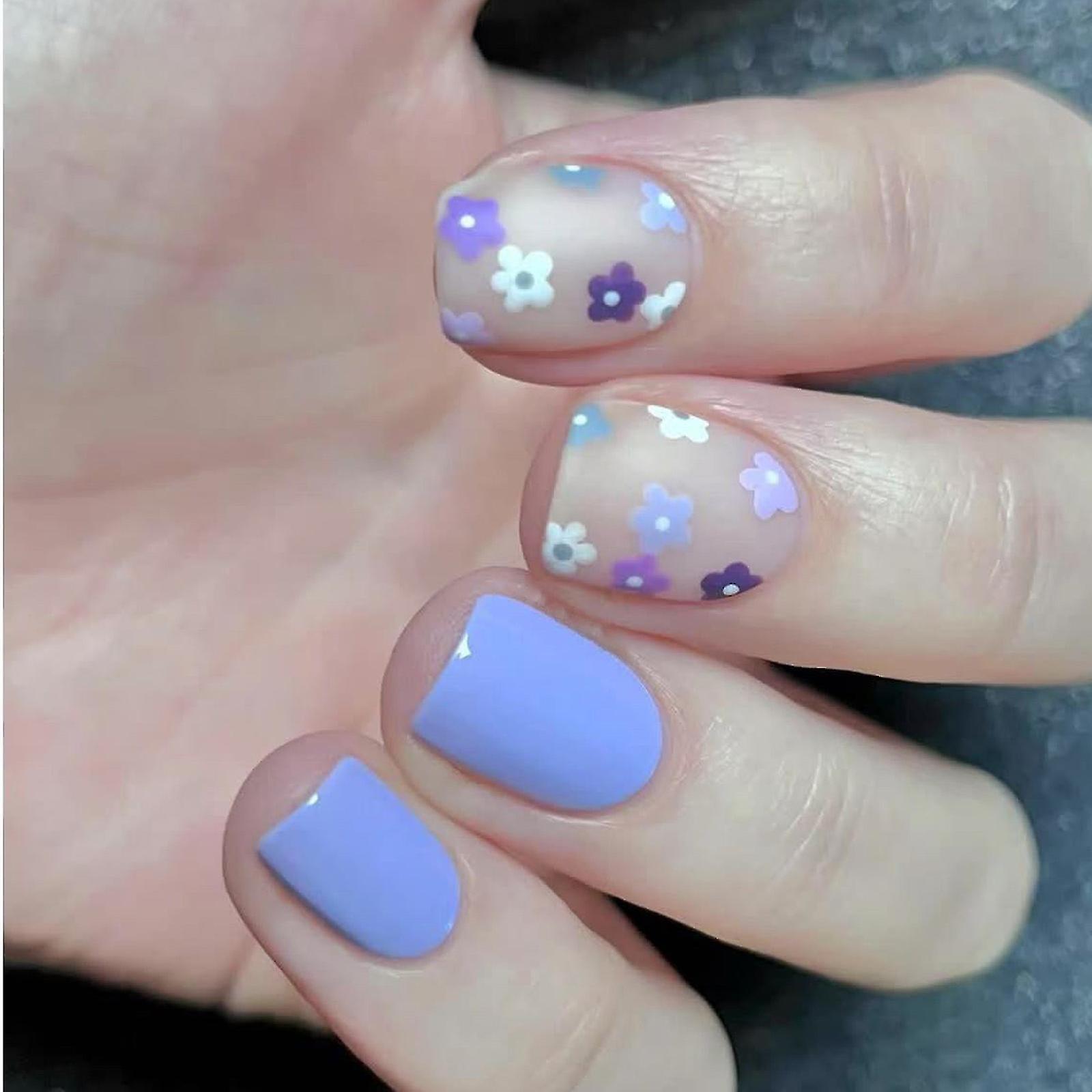 24 Pcs Short Square Glossy False Nails