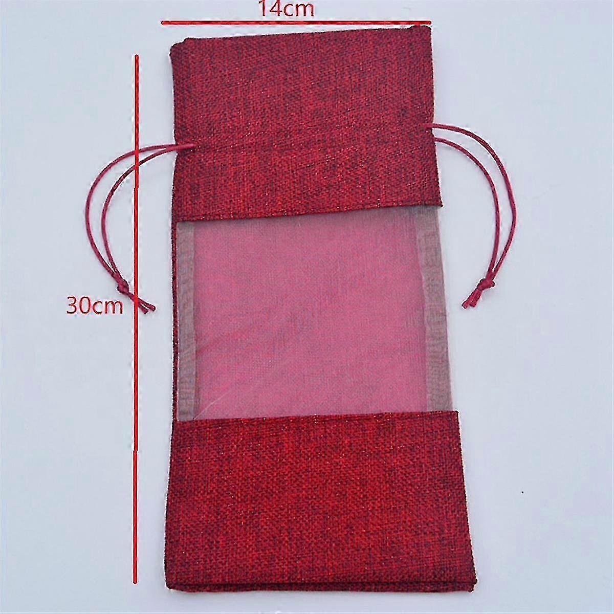 Drawstring Burlap Bags with View Panel