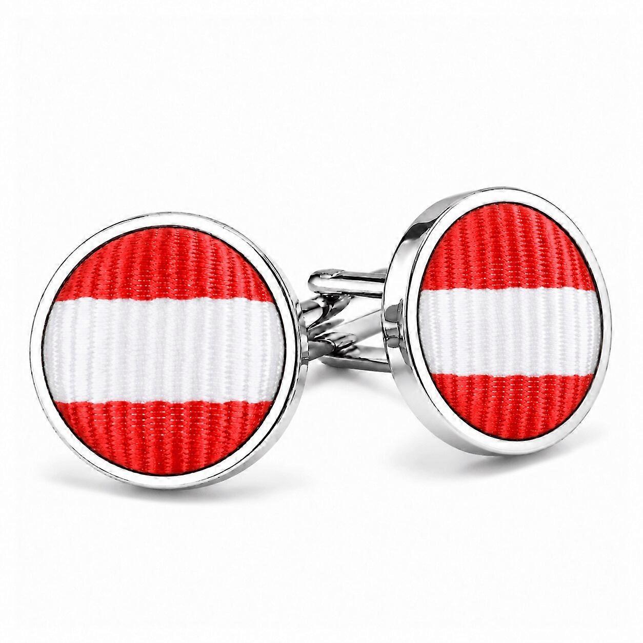 Red And White Thin Stripe Cufflinks