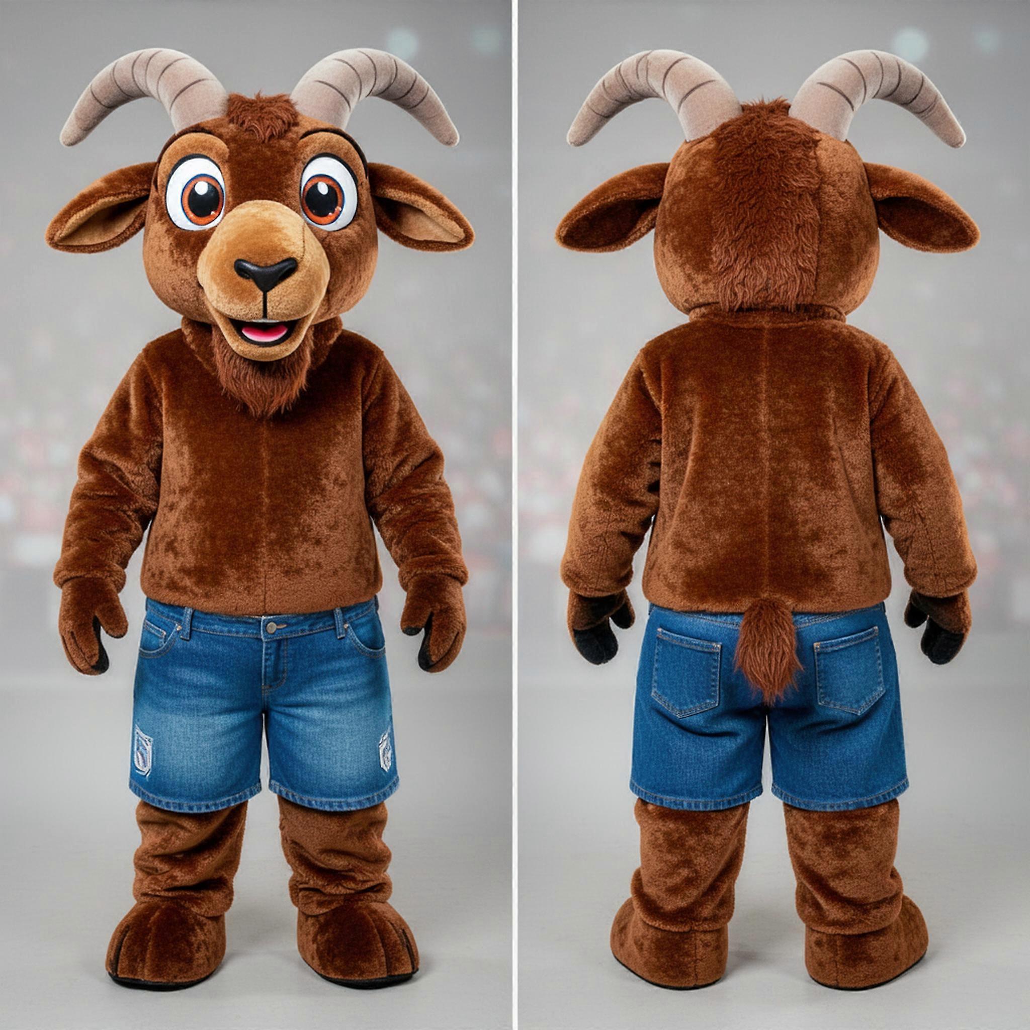 MASTICOT Brown Fluffy Boer Goat Mascot