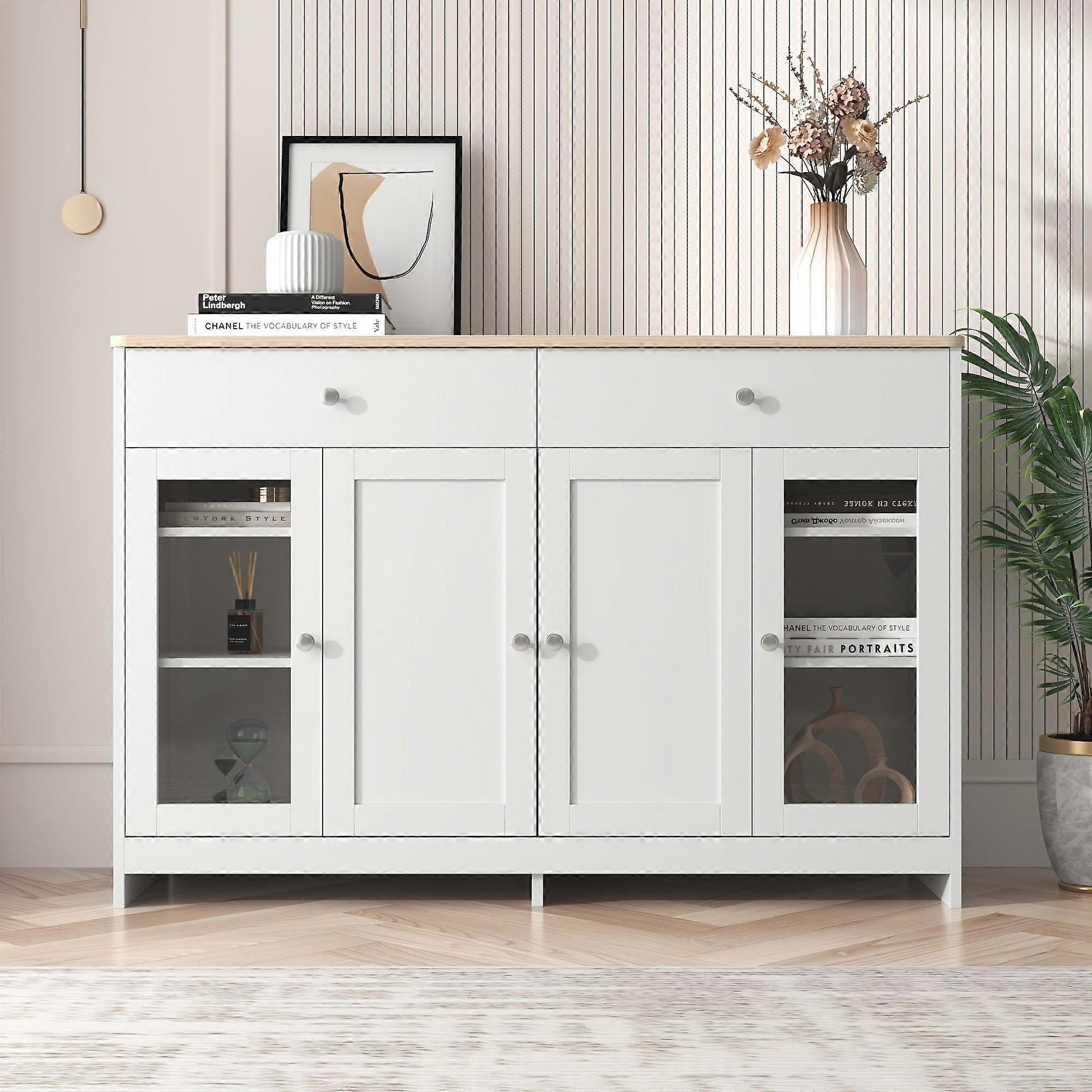 Dressoir - Sideboard - Opbergkast - Kast - Commode - Wit Houtnerf