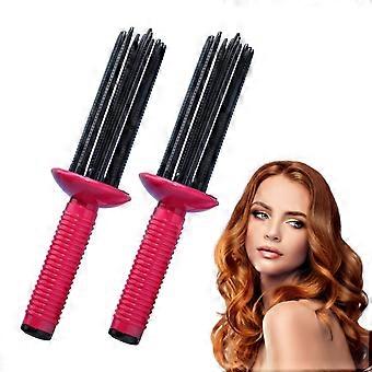 Conjunto de pente modelador de cachos aquecido com design anti-queimadura, escova de cabelo dobrável ideal para viagens.