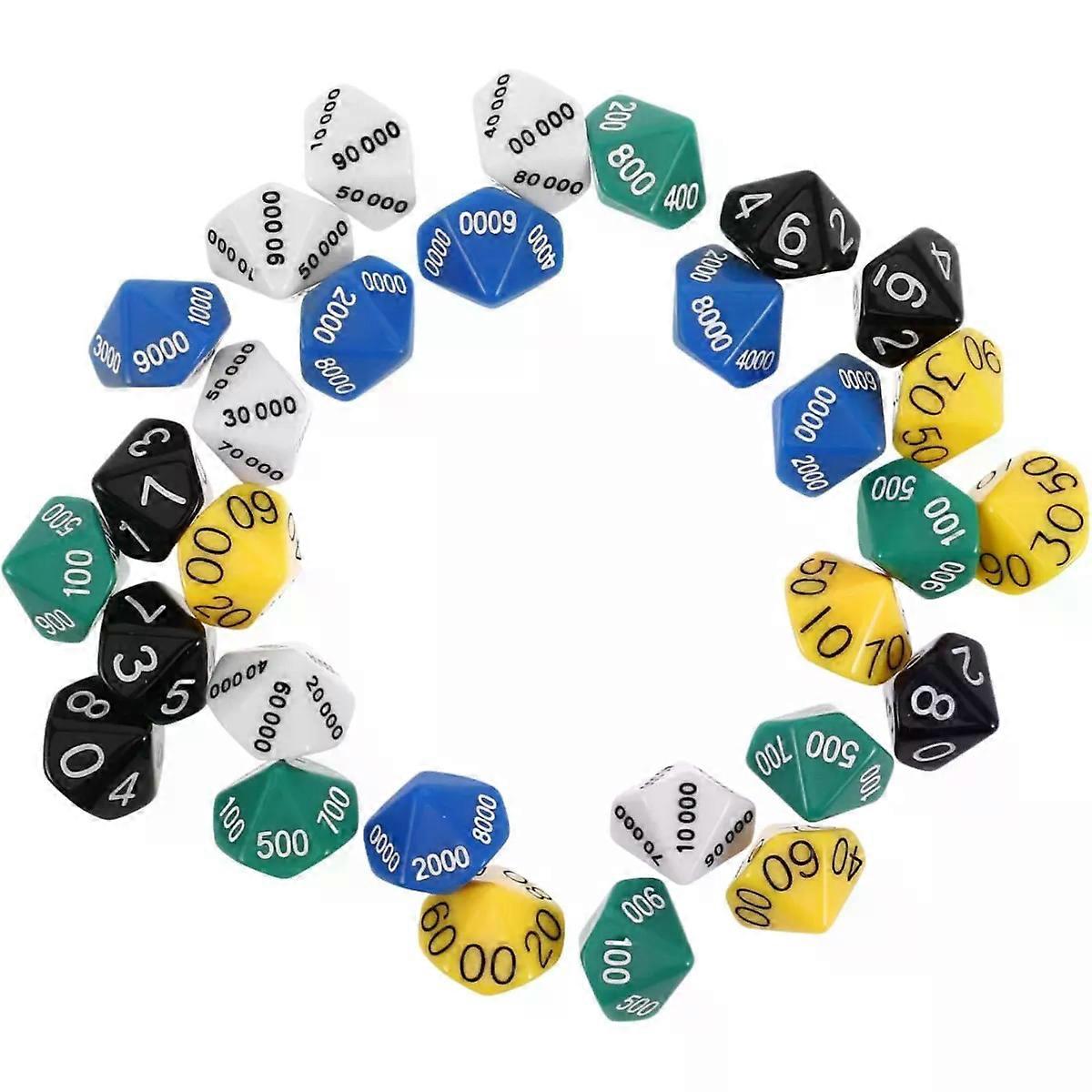30 Pack Polyhedral Numbered Dice for Place Value Math Practice