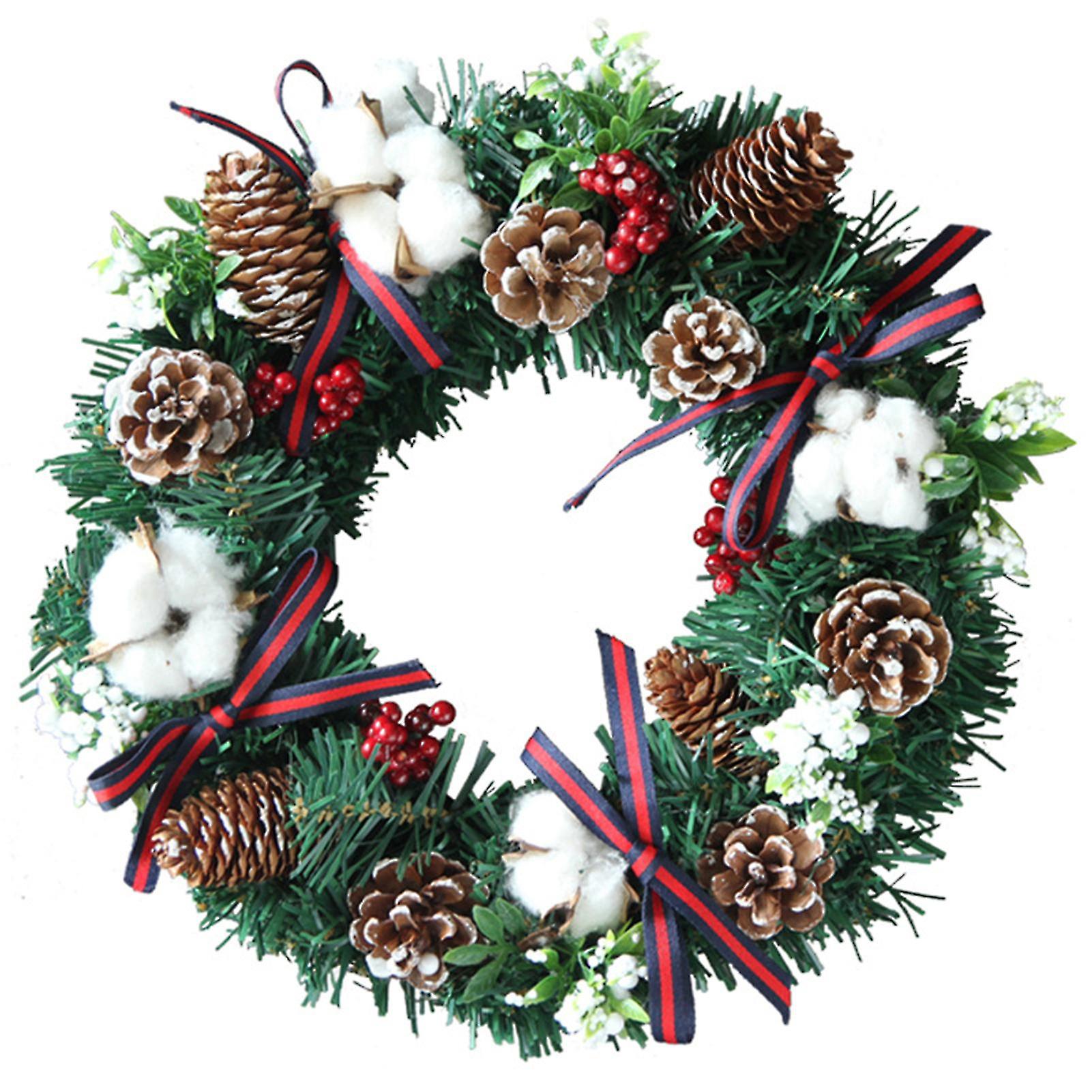 Christmas Simulation Cotton Pine Cones Wreath Front Door Hanging