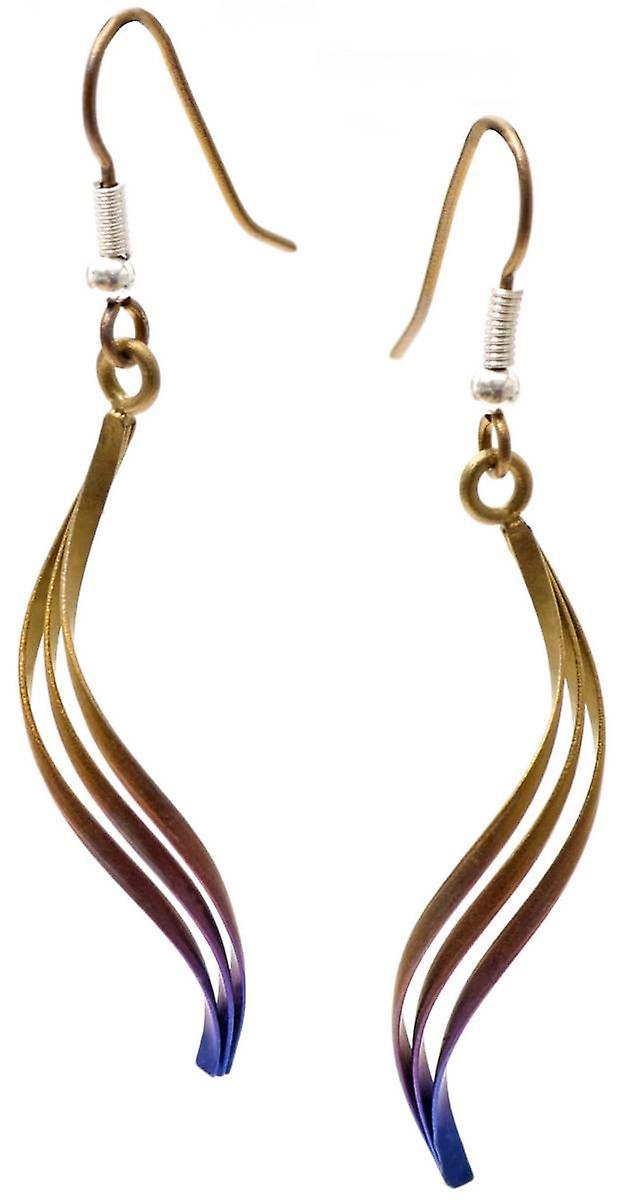 Ti2 Titanium Wirework Double Twist Drop Earrings - Brown