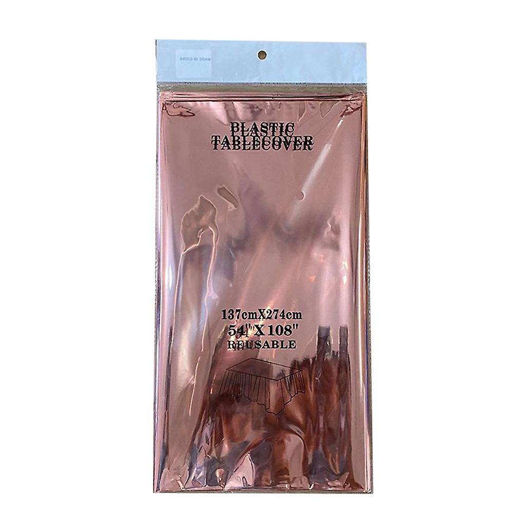 Foil Plastic Tablecover Party Tablecloth Rectangle 7 Colours Rose gold