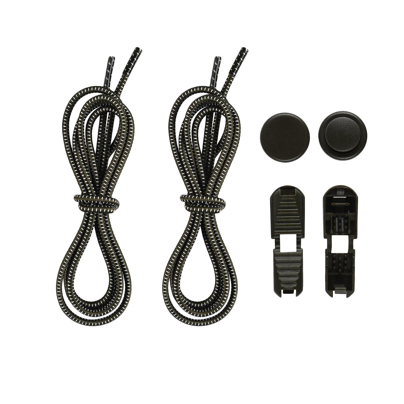 No Tie Elastic Shoelaces Lock Laces Fastening Shoe Strings Army Green