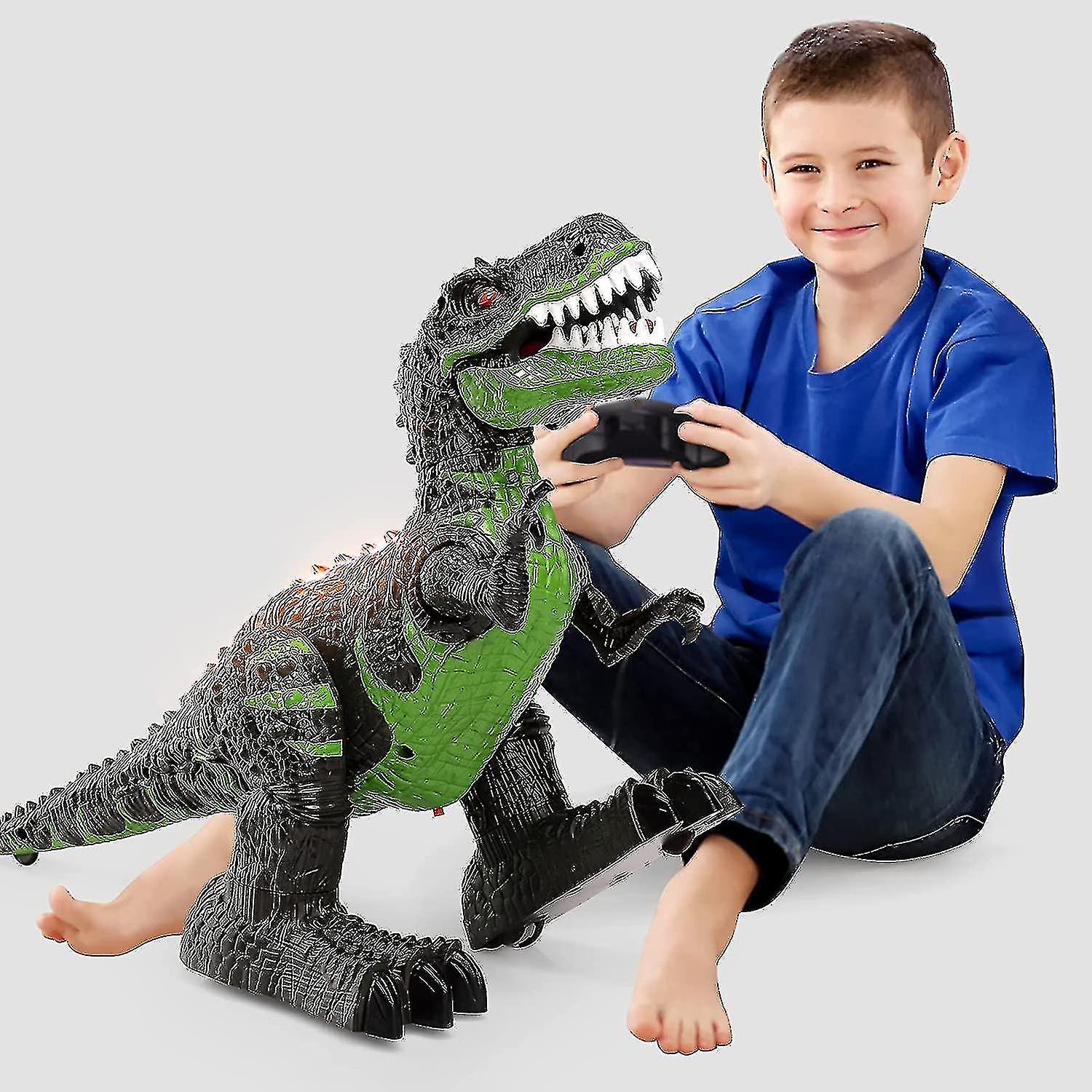 2.4ghz Remote Control Dinosaur Toys, Walking Robot Dinosaur with Led Light & Sound, Simulation