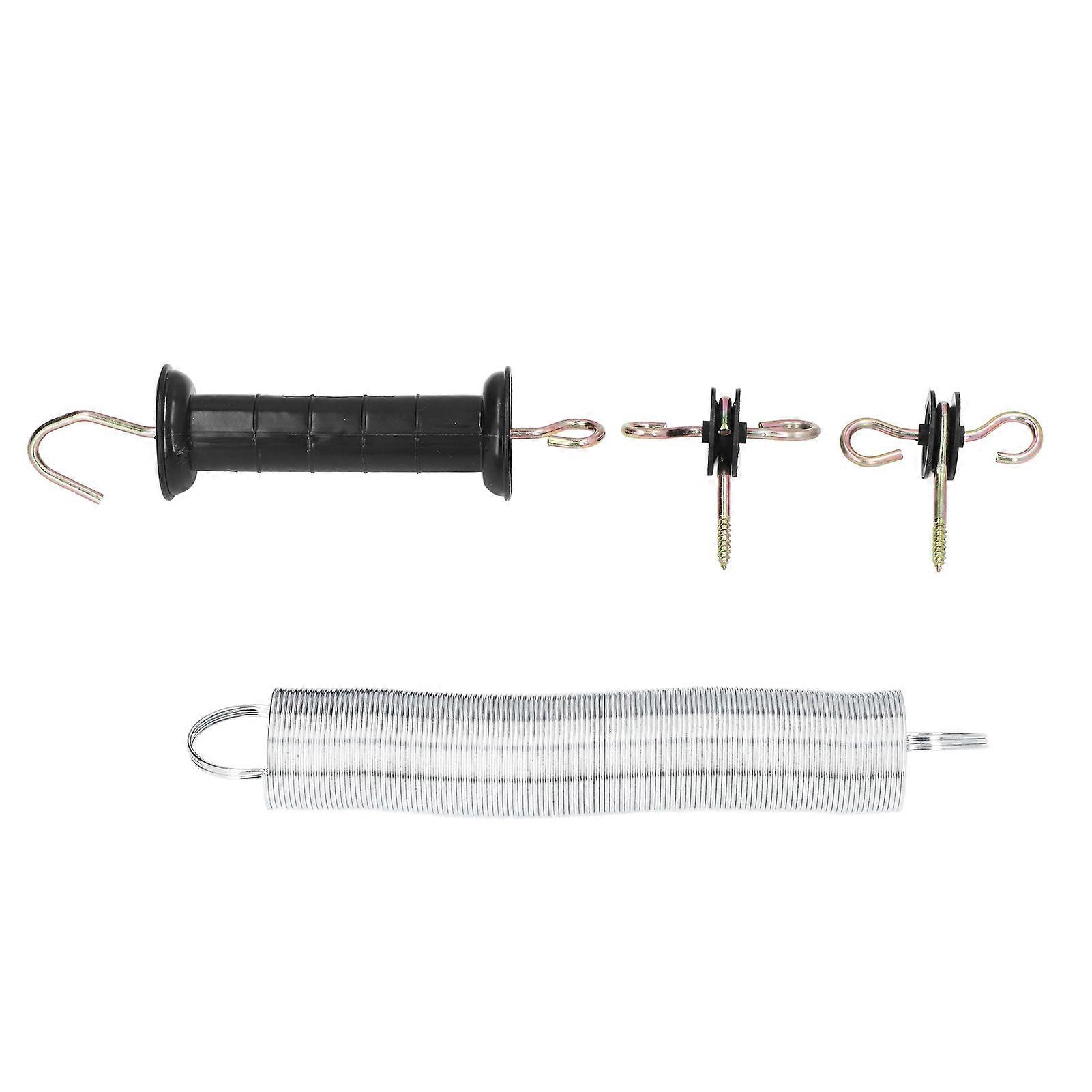 5 Meters PP Iron Electric Gate Kit, Spring Loaded Animal Gate Accessory with Handle and Insulated Nail for Livestock