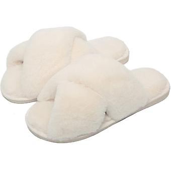 Pantofole infradito in peluche da donna, pantofole piatte calde e antiscivolobianche 39-40