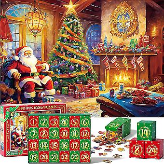 Weihnachten 24 Tage Adventskalender, 1000 Stück Weihnachten Puzzles für Kinder Erwachsene Weihnachten Countdown Kalender 24 Tage Überraschungen Weihnachten Geschenk Daor2311