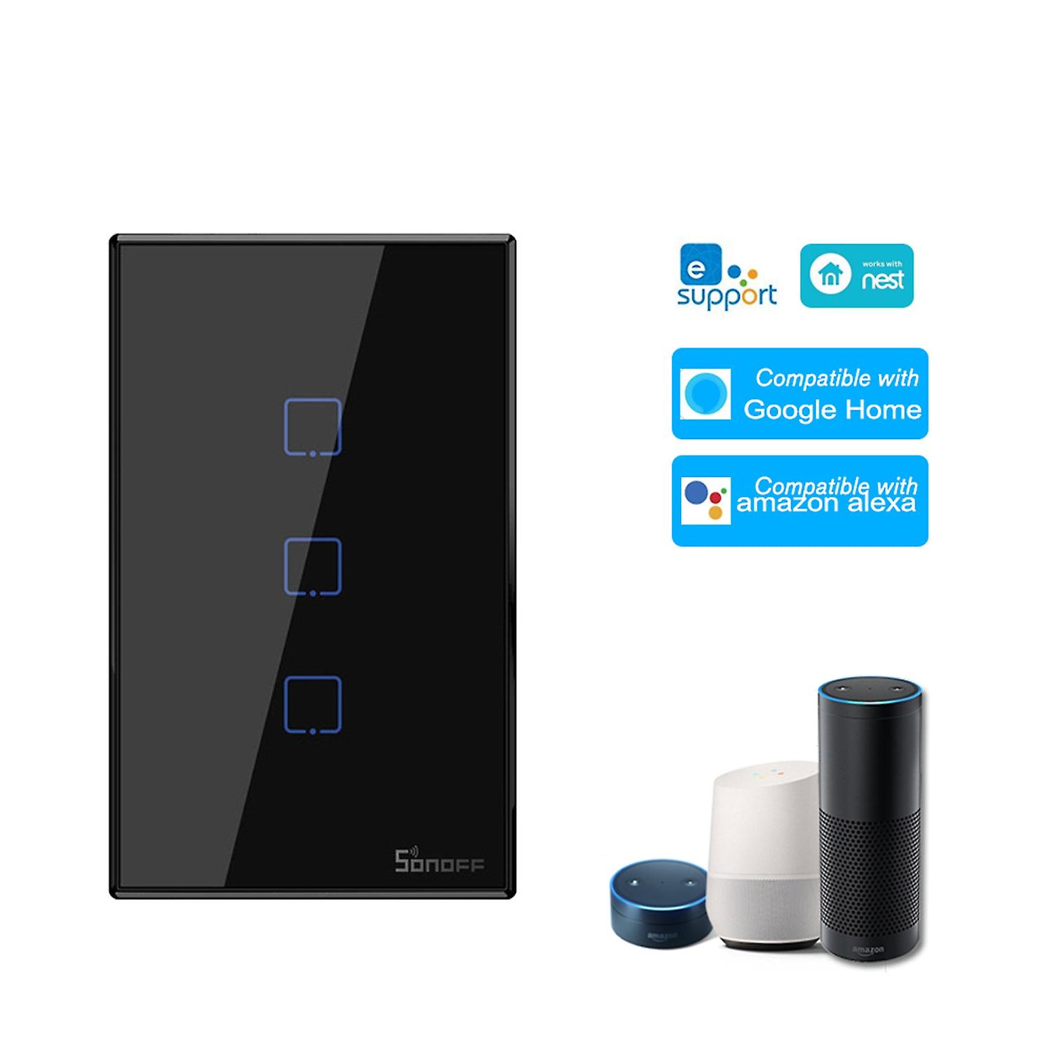SONOFF T3US3C-TX 3 Gang Smart WiFi Interruttore Lampada Da Parete 433Mhz Telecomando RF APP / Tempo di Controllo Touch