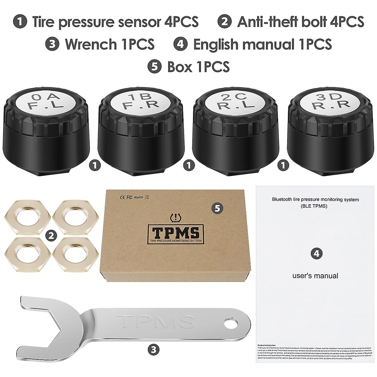 Car Tire Pressure Monitoring System Wireless App Tire Pressure Monitor Temperature Display Motorcycle Tyre Pressure Alarm Sensor