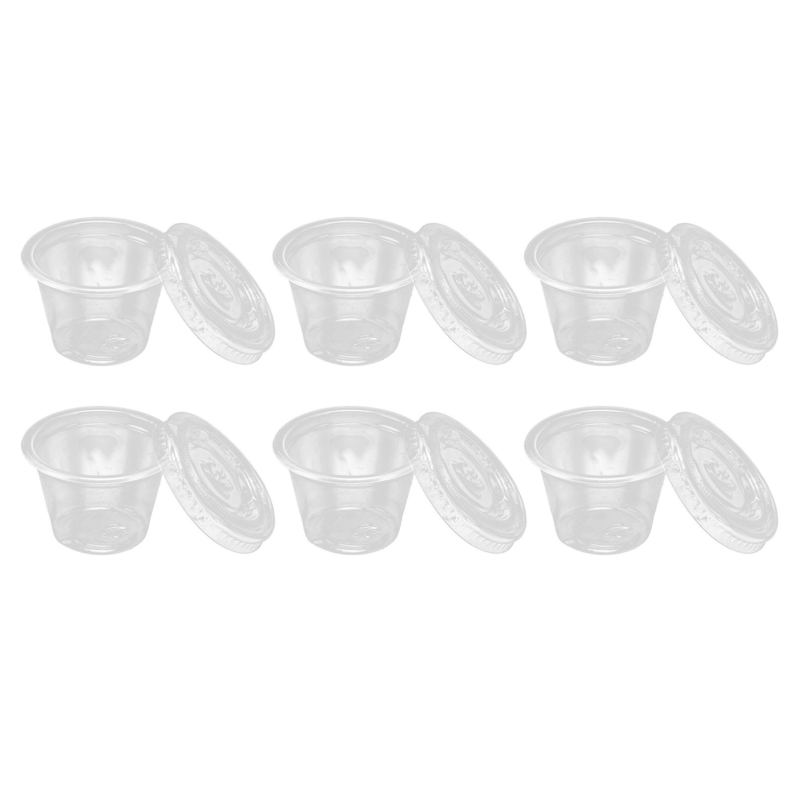 100 Sets 1oz Transparent Plastic Portion Cups with Lids, Disposable