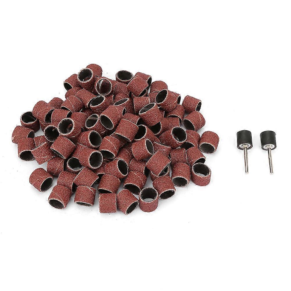 100Pcs 12mm Papier De Verre Abrasif Anneau Papier De Verre Roue Meule Mèche 2Pcs Tiges