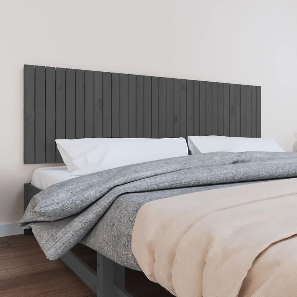 Wall Headboard Grey 204x3x60 cm Solid Pine Wood