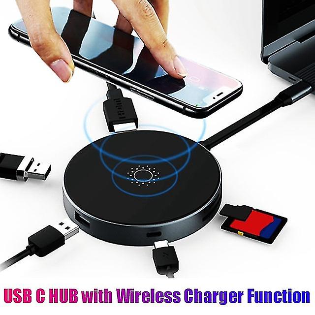 USB C محور شاحن لاسلكي محطة إرساء USB 3.0 + PD + HDMI متوافق مع + tf قارئ بطاقة الفاصل ل