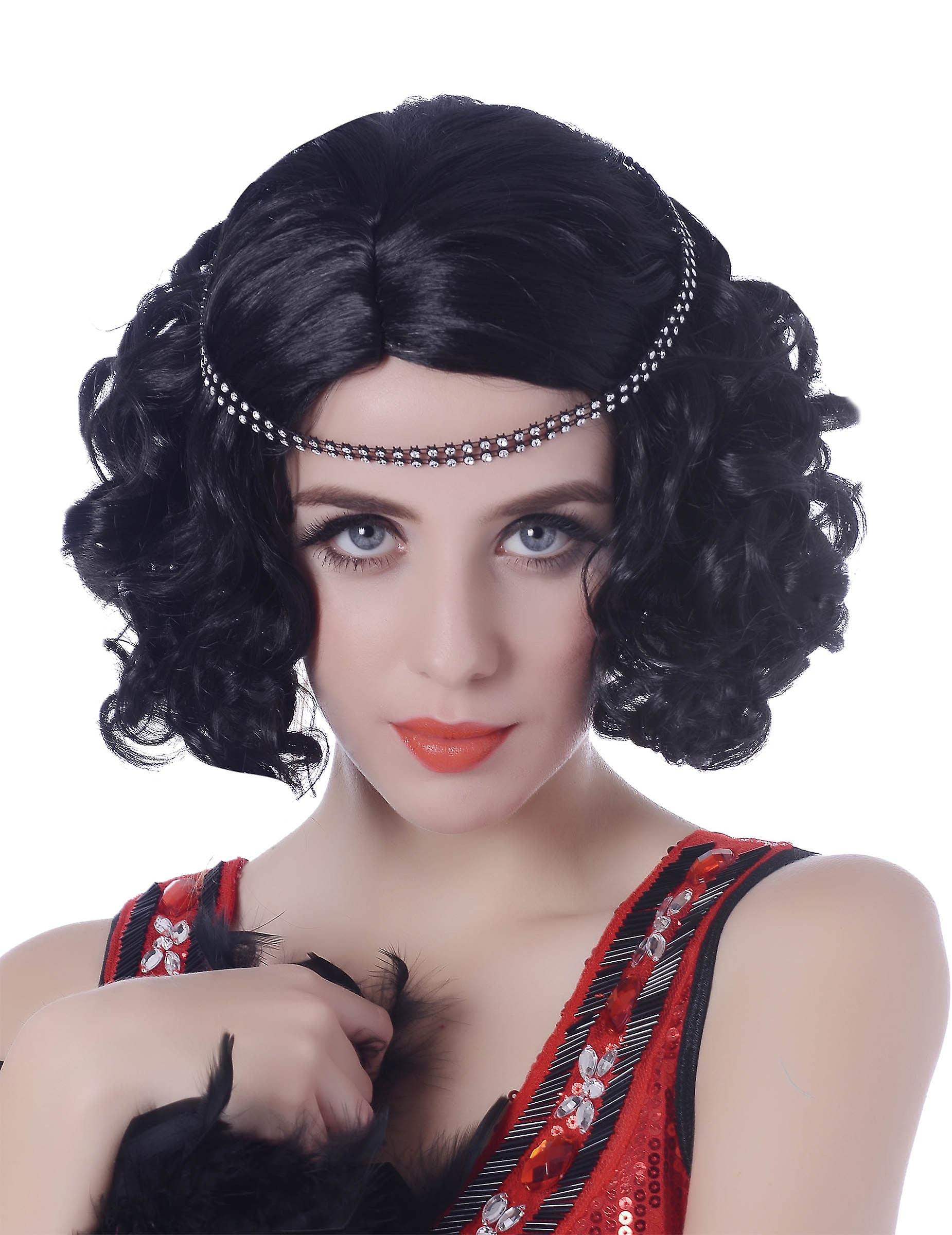 Women's black charleston wig