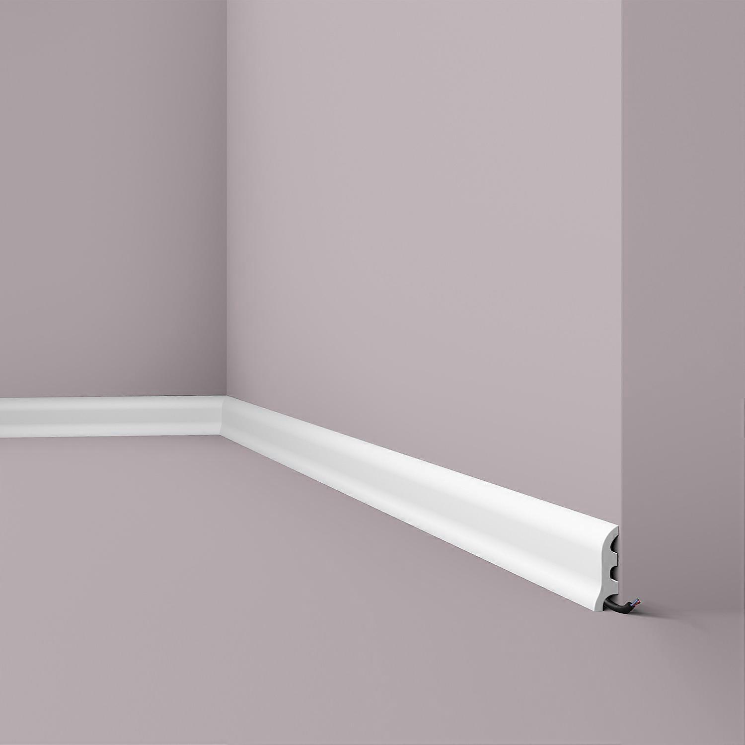 NMC 1 x Skirting FL3 WALLSTYL 200 cm x 1,7 cm x 5,5 cm white Extruded polystyrene (HDPS) pre-primed lightweight, dimensionally stable, shockproof with