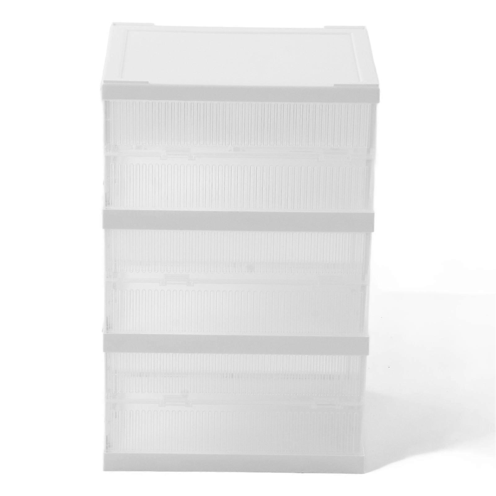 Transparent Shoe Box Dustproof Plastic Foldable Stackable Combined Shoe Organizer For Home Bedroom 3 Layer White