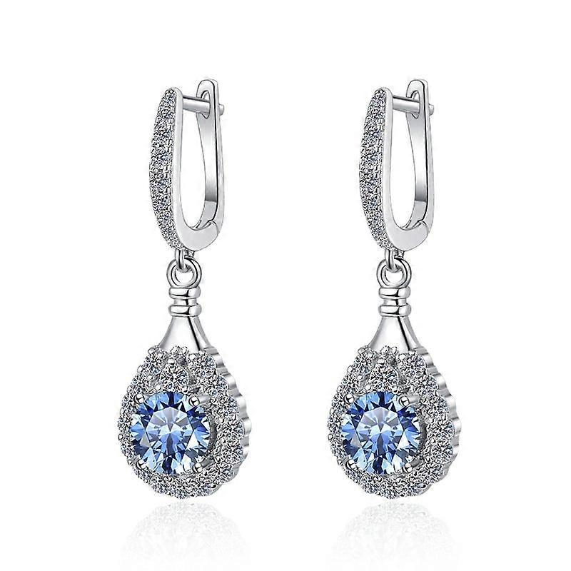 Earrings-D-Color Moissanite Drop-European Chic-Lavish Silver Glam