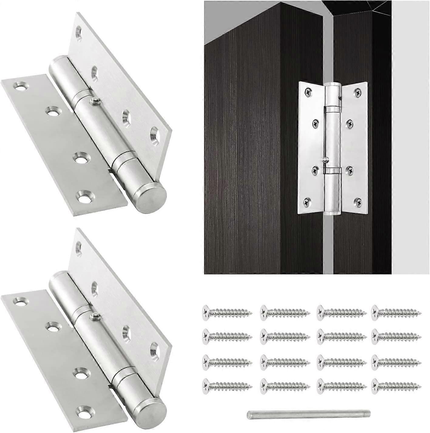 2pcs Automatic Door with Stop Device, 100mm Silver color