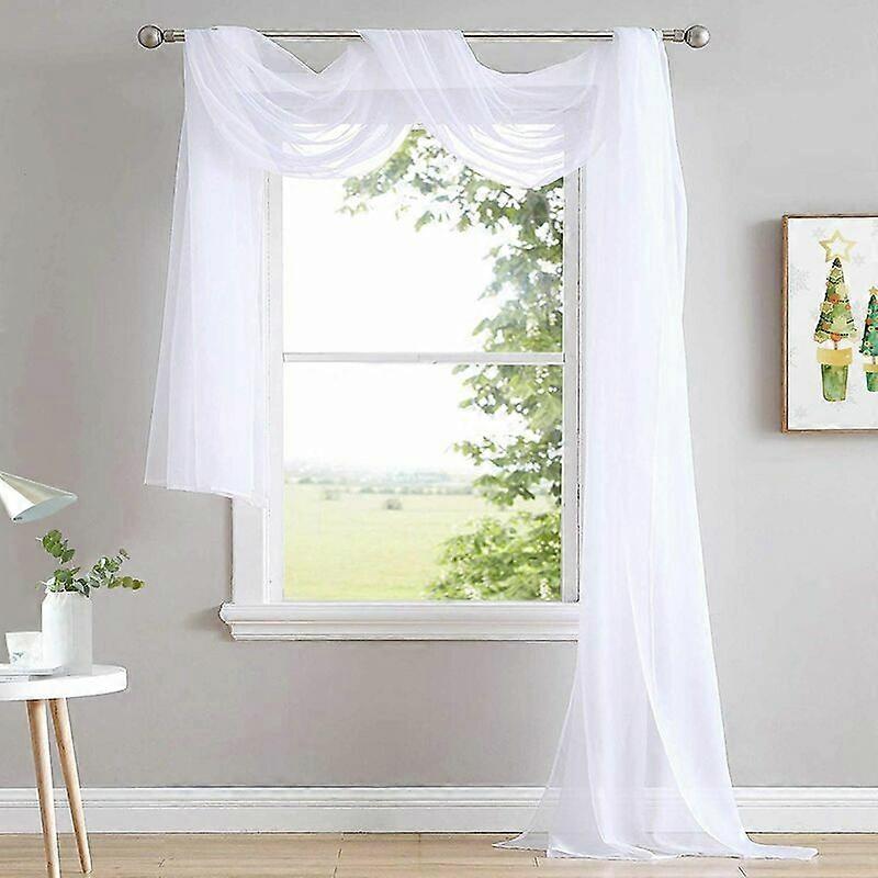216 inch extra long white sheer window scarves