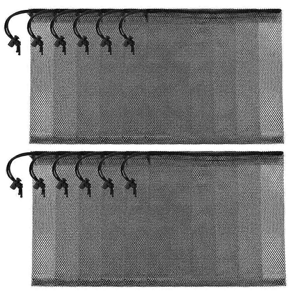 12 Pcs Durable Small Mesh Bags - Camping Polyester Drawstring Bag
