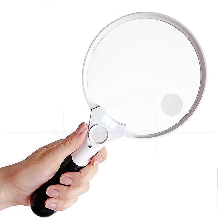 Extra Large Led Handheld Magnifying Glass With Light - 2x 4x 25x Lens - Best Jumbo Size Illuminated 