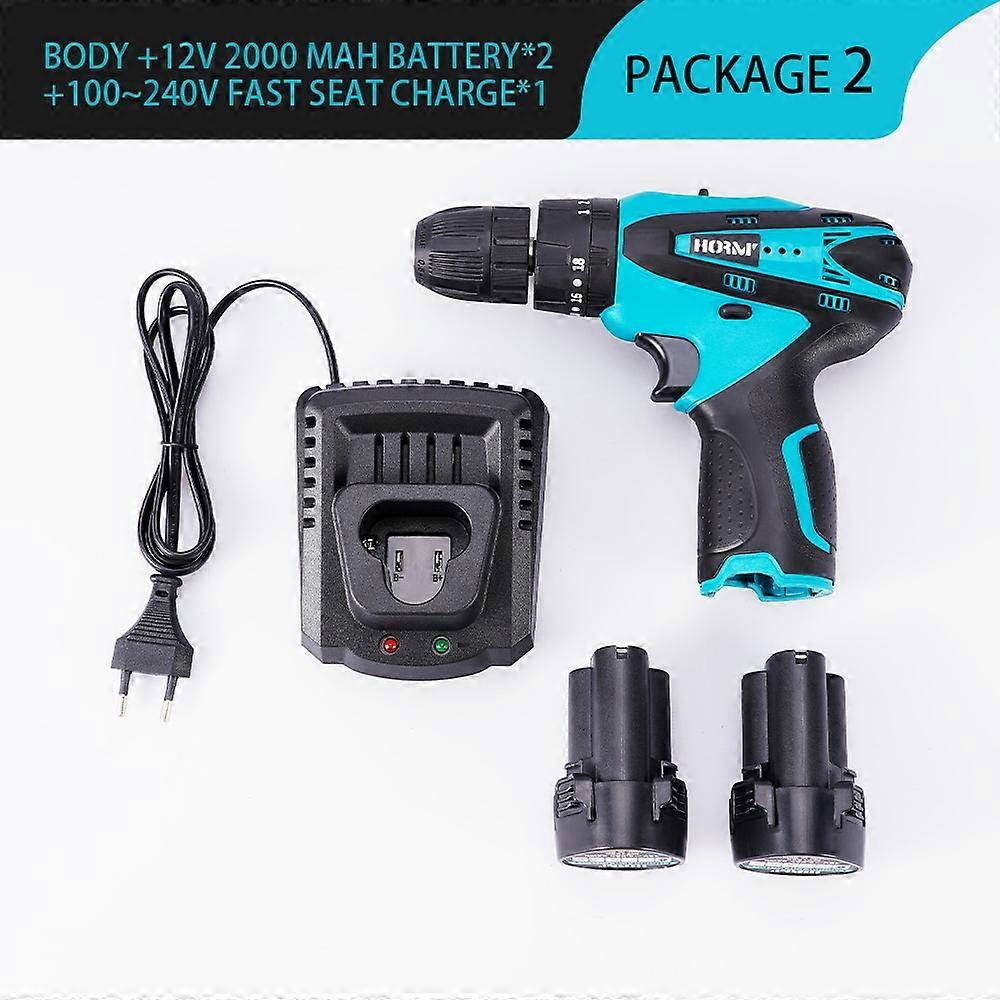 12V 32N.m Electric Screwdriver 3 in 1 Cordless Electric Drill Rechargeable Lithium Battery Impact Screwdriver Power Driver Tool