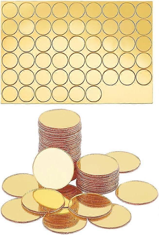 100pcs Golden Round Mirrors for Crafts 0.7 Inch Self Adhesive Mirror Tiles Acrylic Craft Mirror Circles Small Mirror Circles Wall Stickers for Crafts
