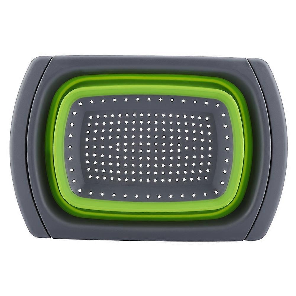 Silicone Durable Safe Foldable Retractable Draining Basket Kitchen Tool(Green)