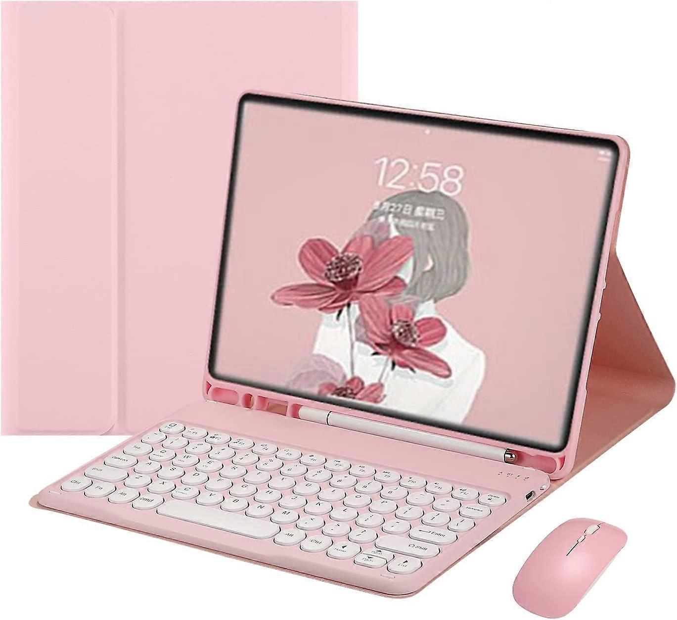 IPad 9 2021 10.2 Inch IPad 8 IPad 7 Air 3 Pro 10.5 Keyboard Case with Mouse Color Keyboard Retro Round Key Caps Cute Candy Colors Detachable Keyboard