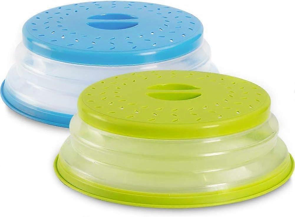 Lot de 2 couvercles pliables pour micro-ondes - Bleu et vert - Avec passoire pour fruits et lgumes - Sans BPA et non toxique