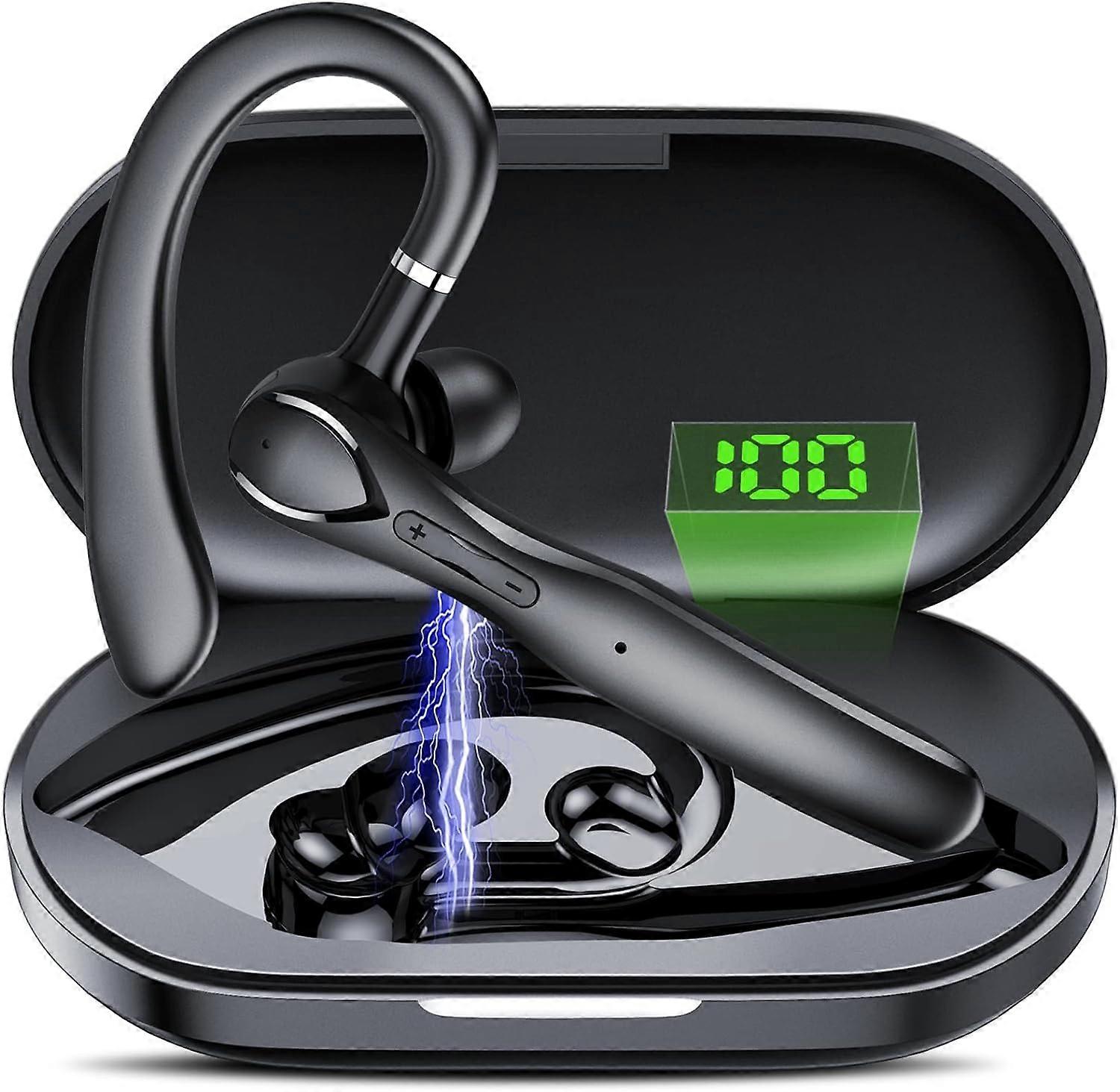 Bluetooth-headset med mikrofon, Bluetooth V5.3-headset med brusreducerande mikrofon, 100 timmars speltid Bluetooth-headset, laddningsbox LED-dis