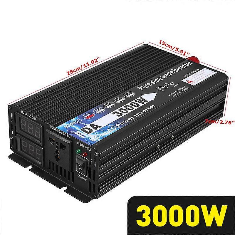 220V Car Solar Inverters 3000/4000/5000W Dual display Horizontal socket DC AC Power Converter 12V Car Remote RV For Travel