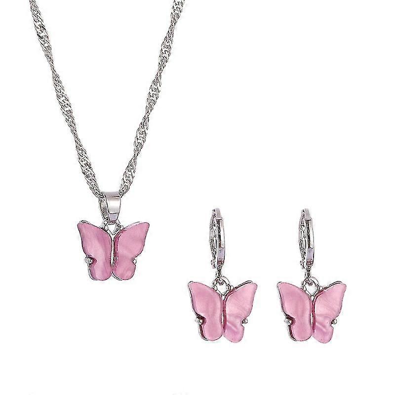 Butterfly pandantiv colier & cercel Made With rășină moda bijuterii Set femei