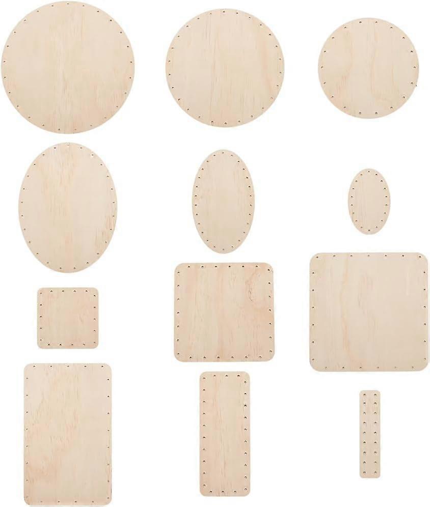 12pcs Basket Bottom for Rattan 12 Styles Round/Oval/Rectangle/Square Wooden Basket Base Basket Cane Wicker Woven Board with 3mm Pre-Drilled Hole for D