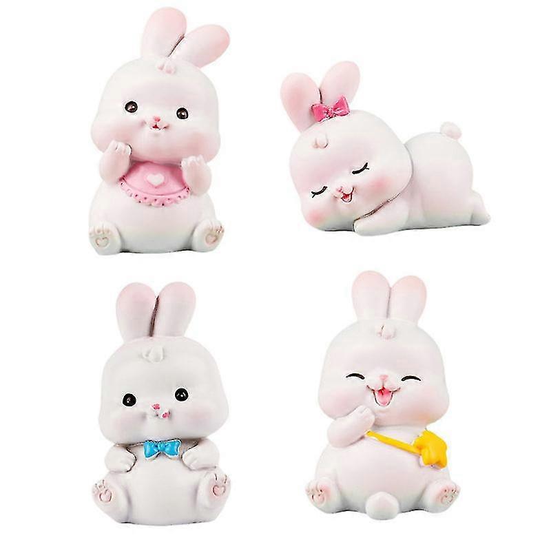 4pcs Resin Craft Easter Rabbit Decors Creative Rabbit Figurines Easter Ornaments