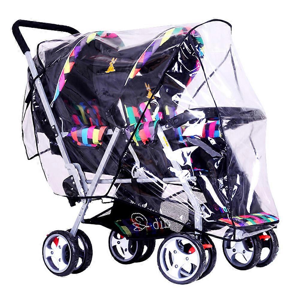 Double Stroller Rain Cover, Tandem Stroller Weather Shield, Universal Size Waterproof and Windproof